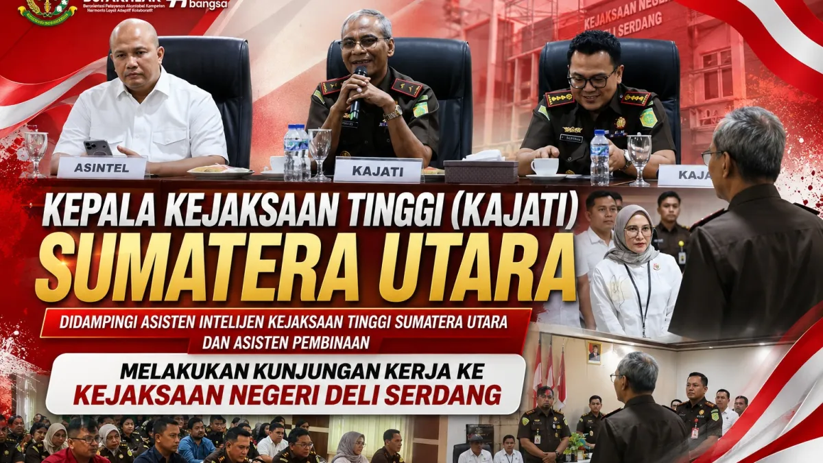 Kepala Kejaksaan Tinggi (Kajati) Sumatera Utara didampingi Asisten Intelijen Kejaksaan Tinggi Sumatera Utara dan Asisten Pembinaan melakukan kunjungan kerja ke Kejaksaan Negeri Deli Serdang